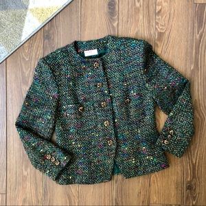 Vintage Chanel-Like Confetti Tweed Blazer Coat